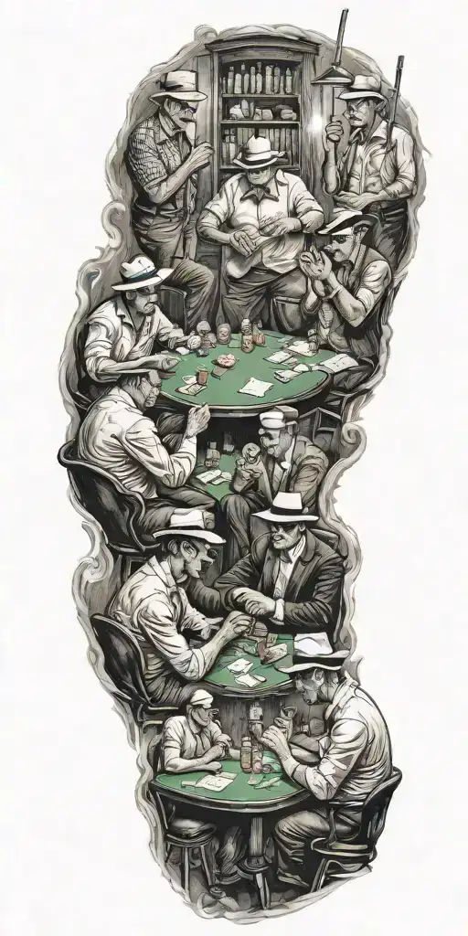 gangster golfers playing poker tattoo design idea