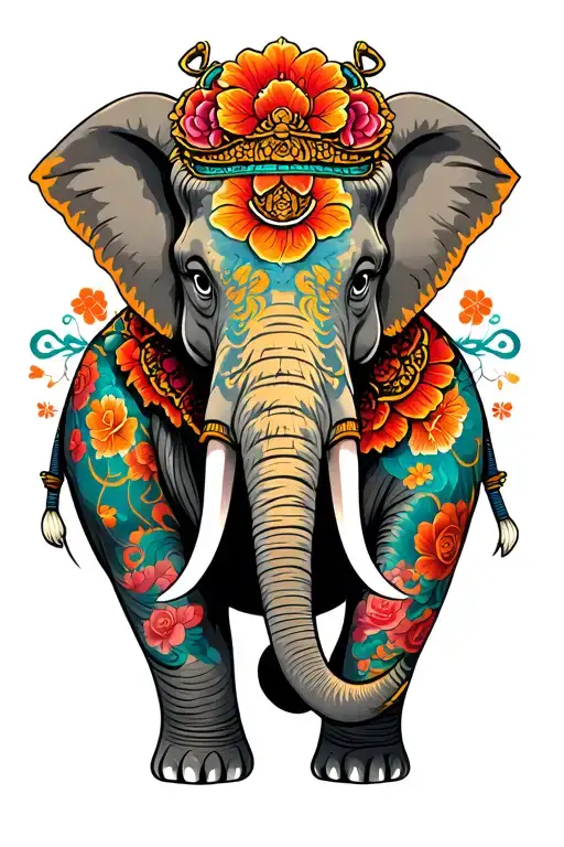 Japanese elephant tattoo design idea