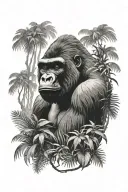 Gorilla in a jungle setting tattoo design idea