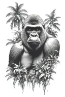 Gorilla in a jungle setting tattoo design idea