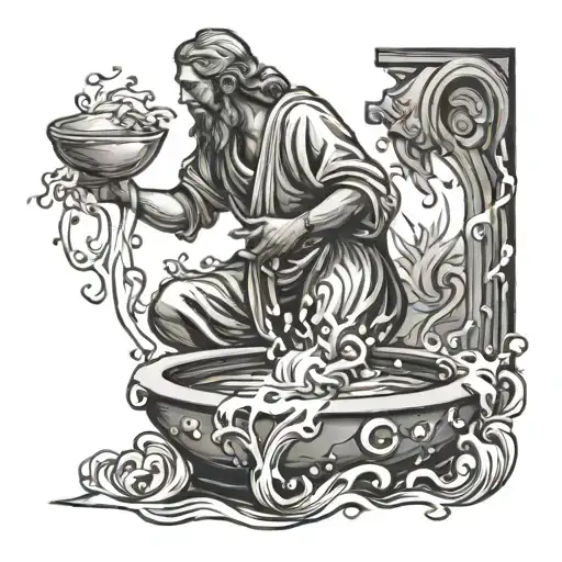 Water Bearer Pouring Water (Aquarius Symboll tattoo design idea