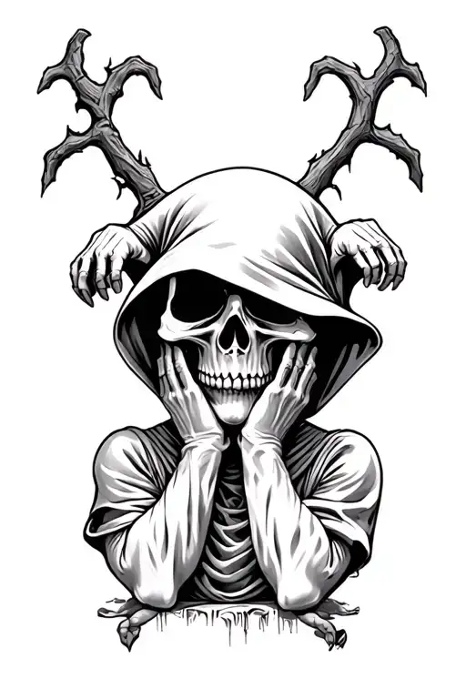 see no evil speak no evil hear no evil baby grim reaper tattoo design idea