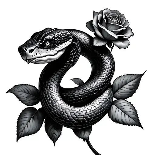 Snake Roses tattoo design idea