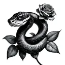 Snake Roses tattoo design idea