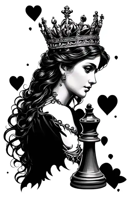 chess queen tattoo design idea