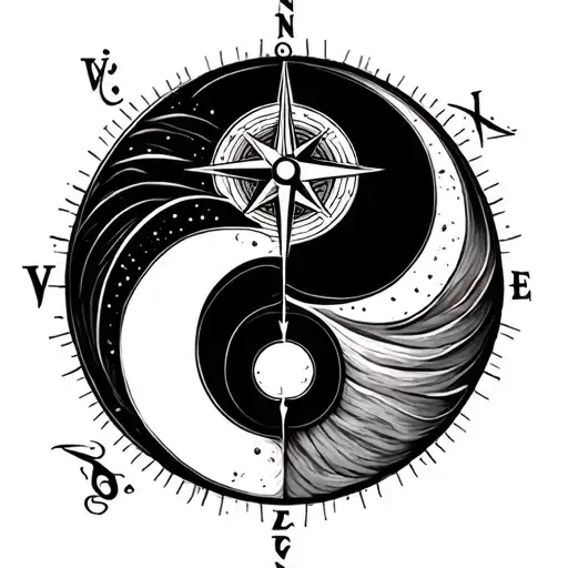 yin yang compass mini tattoo tattoo design idea