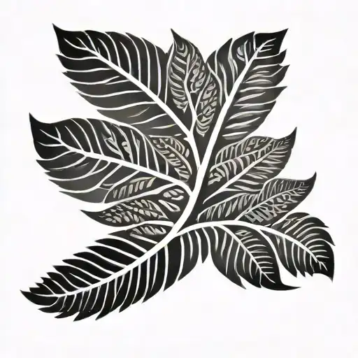 silver fern leaf with Maori design tattoo design idea
