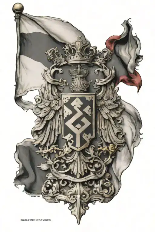 german and serbian flag combined tattoo design idea