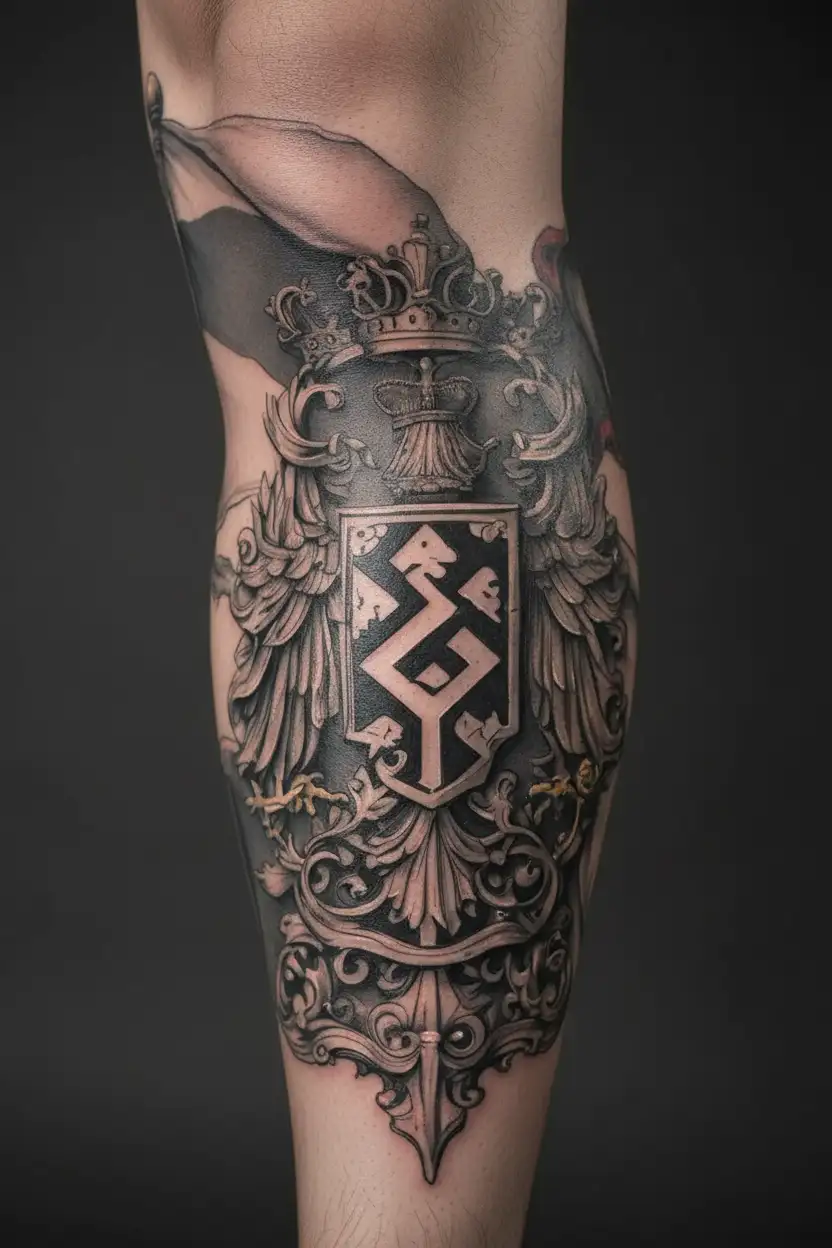 german and serbian flag combined tattoo design idea