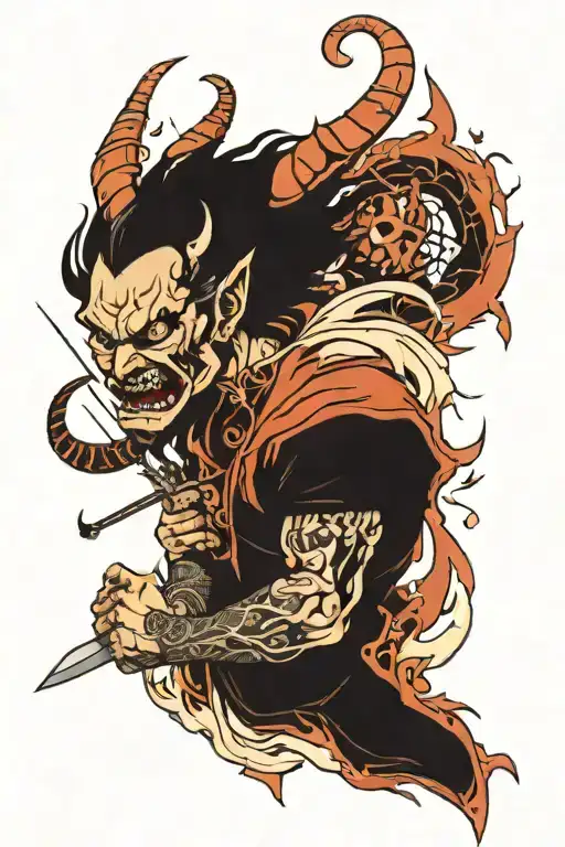 Hell Proof writing with a demon slayer tattoo design idea