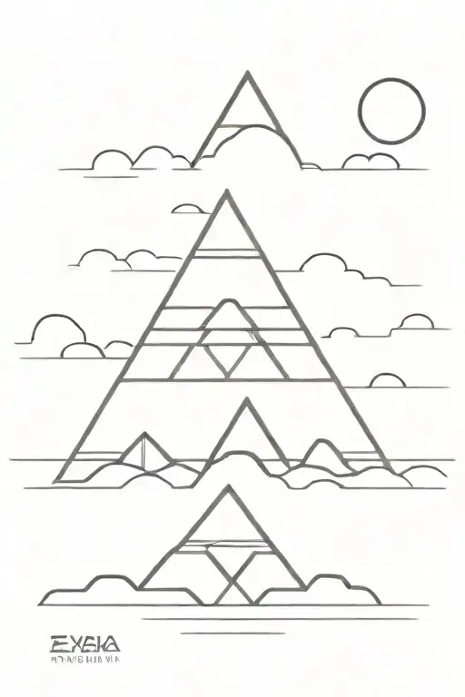 narrow Mayan beach pyramid straight lines tattoo design idea