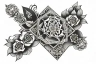 traditional patchwork sleeve tattoo design idea