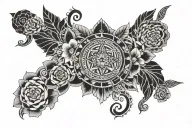 traditional patchwork sleeve tattoo design idea