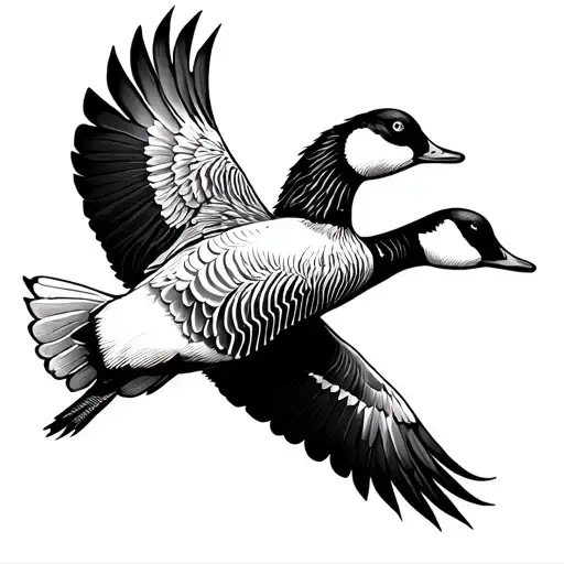 magestic goose flying tattoo design idea