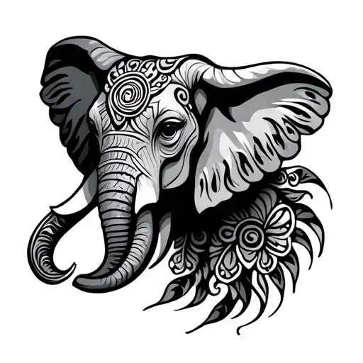 alebrije elephant head tattoo design idea