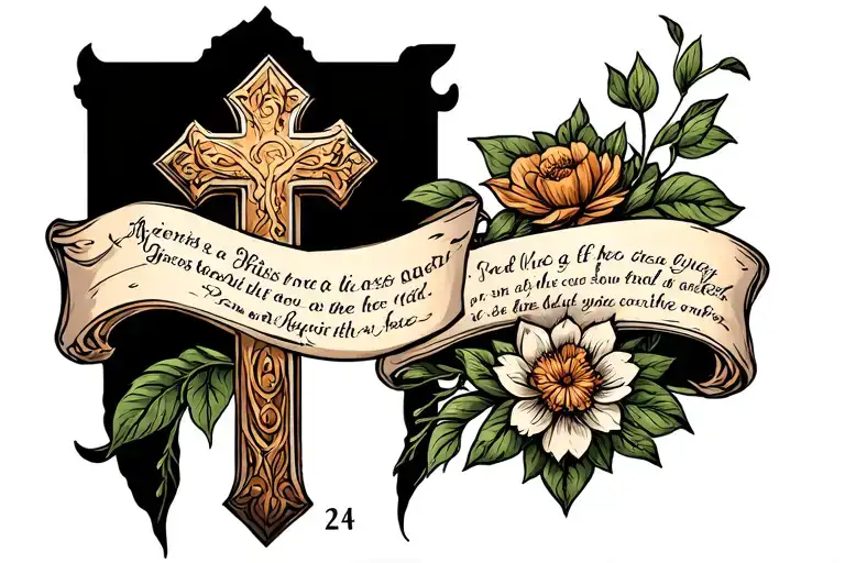 Psalms 23:4 with a cross tattoo design idea