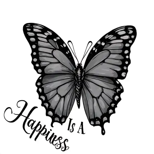 Happiness Is A Butterfly tattoo design idea