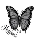 Happiness Is A Butterfly tattoo design idea