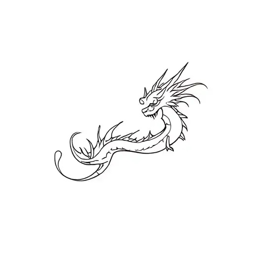 small minimalist linear cute dragon tattoo tattoo design idea