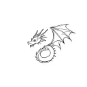 small minimalist linear cute dragon tattoo tattoo design idea