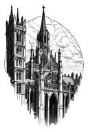 Windows cathedral tower tattoo design idea
