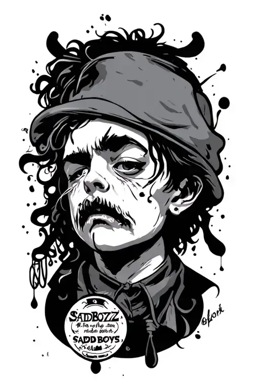 SadBoyz tatto design with a teatdrop at the last letter with a sad face  tattoo design idea