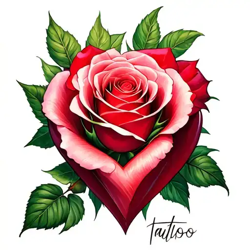 heart rose tattoo design idea