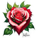 heart rose tattoo design idea