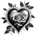 heart rose tattoo design idea