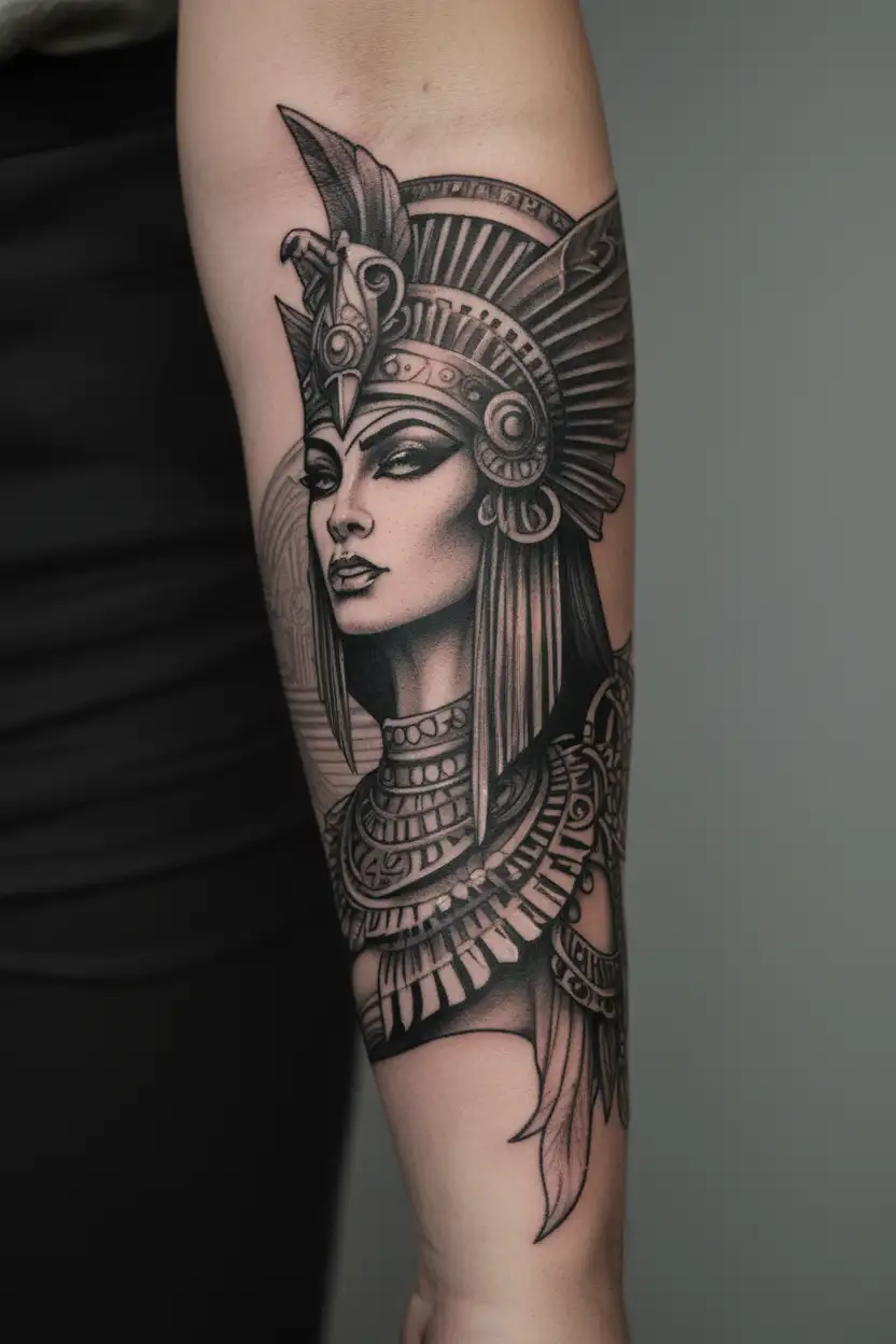 Cleopatra egyptian goddess tattoo design idea