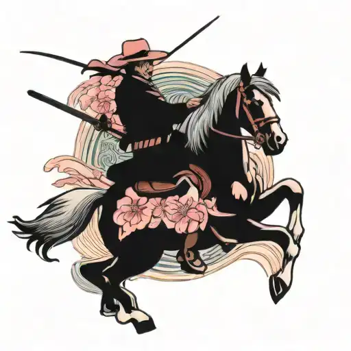 Cowboy riding a pink pony tattoo design idea