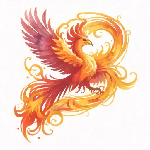 phoenix bird rising from a spark tattoo design idea