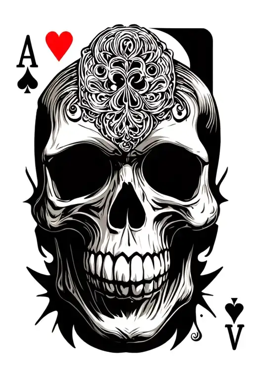skull playing cards tattoo design idea