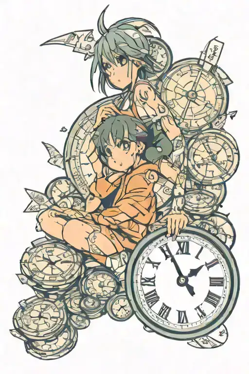 money and time tattoo design idea