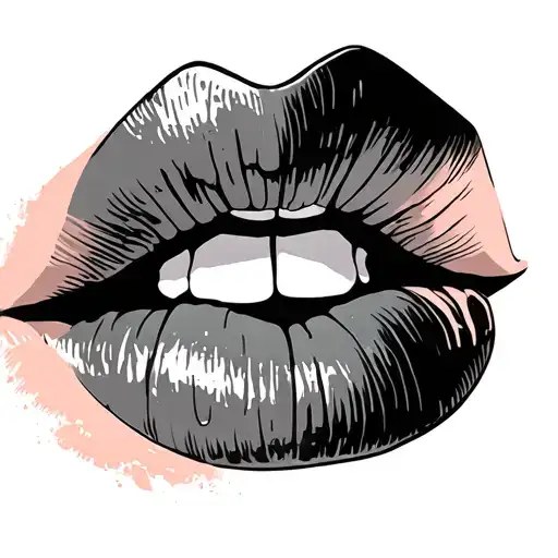 kissing lips tattoo design idea