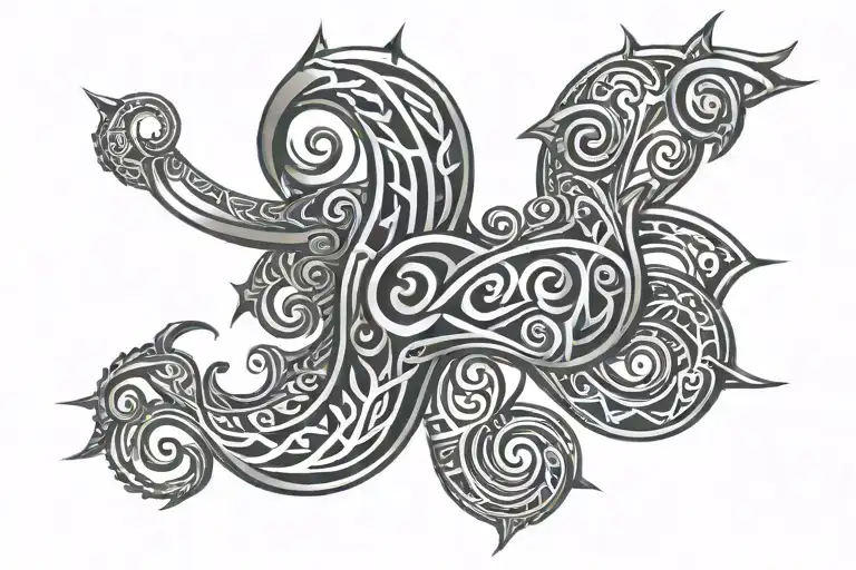 cybersigilism tribal upper back tattoo design idea