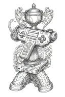 Trophy with remote control ps5 tattoo design idea