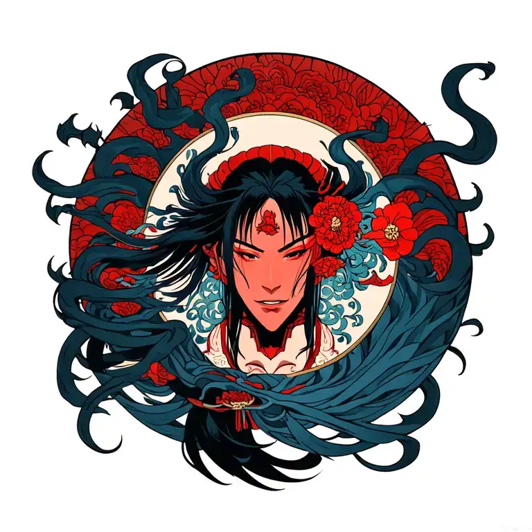 Uciha Itachi and Susanoo tattoo design idea