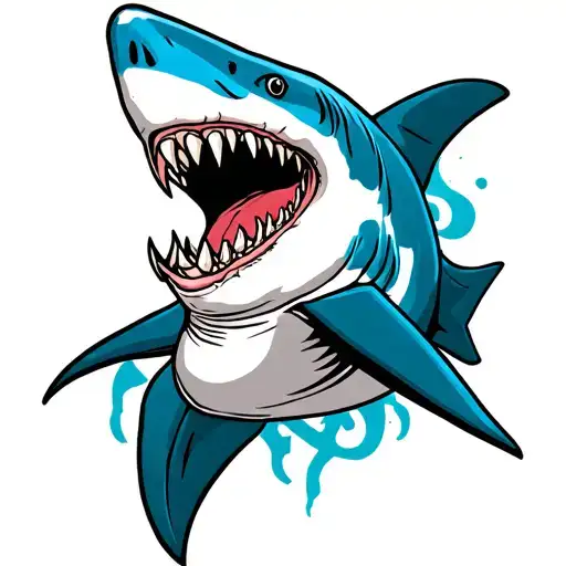 Shark head coming tattoo design idea