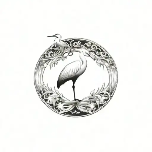 Coverup egret tattoo design idea