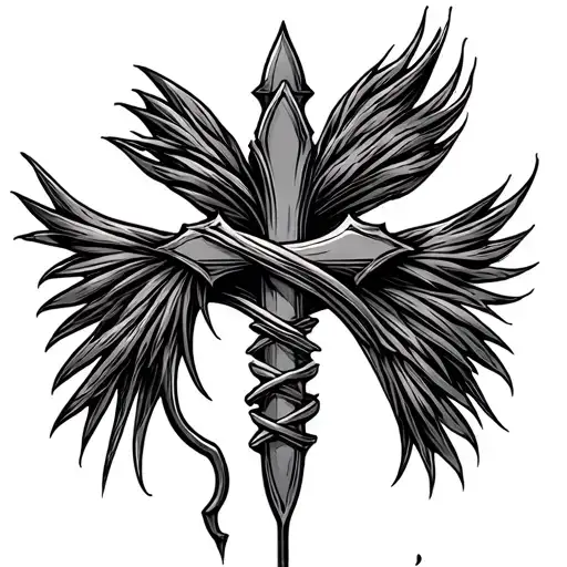 a cross that resembles fishing hook tattoo design idea