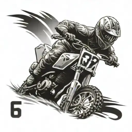dirt bike front with horseshoe on the bottom of the number plate tattoo design idea