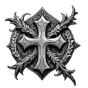Tooled Leather Cross tattoo design idea