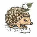 hedgehog w snowball   tattoo design idea