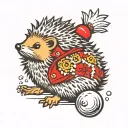 hedgehog w snowball   tattoo design idea