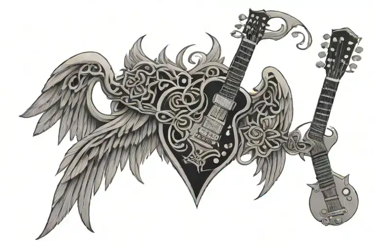 celtic symbol unconditional love cocktail straw angel wings electric guitar tattoo design idea