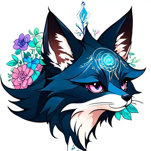 colored Virgo fox tattoo design idea