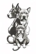 1 cat and 1 pitbull back to back tattoo design idea
