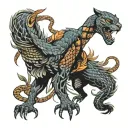 panther hawk and snake wrapped tattoo design idea