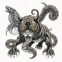 panther hawk and snake wrapped tattoo design idea